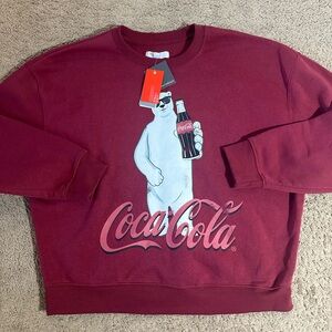 Coca Cola Women Crewneck Maroon Polar Bear Grayson Thread New Size M Sweatshirt
